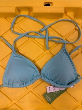 NWT - Aqua Blue Ribbed Triangle Bikini Top